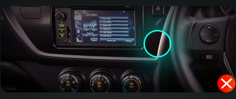 Панель Toyota Corolla с квадратной кнопкой аварийки