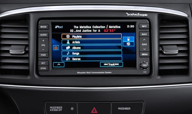 Штатная навигация с большим экраном в Mitsubishi Lancer X