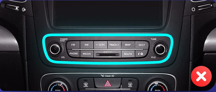 KIA Sorento, панель на которую магнитола не становится